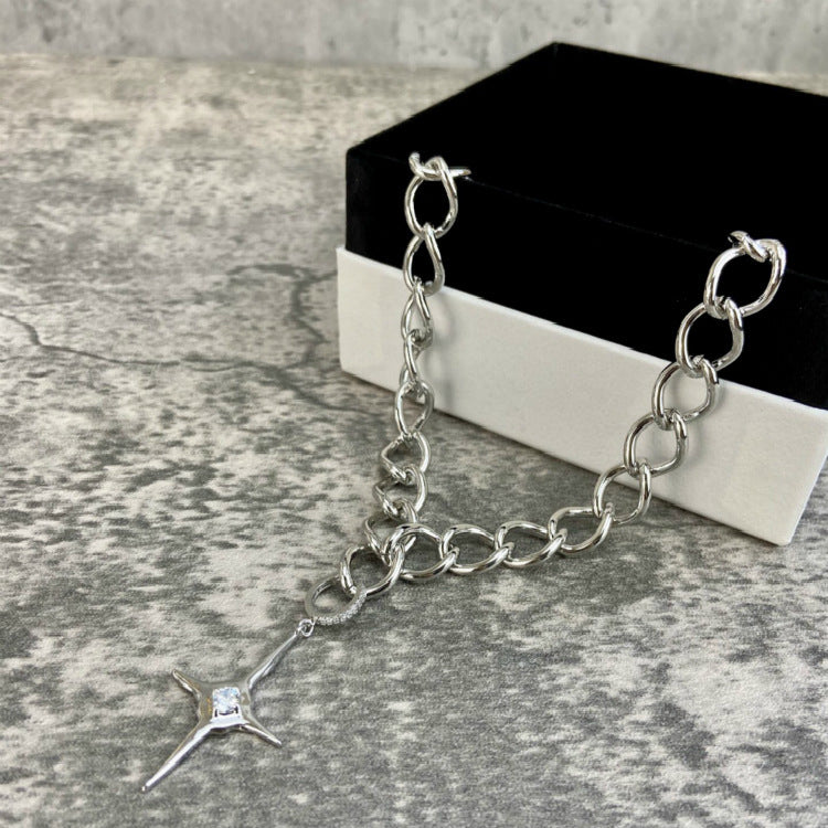 KVK Cross Necklace Female Net Red With The Same Clavicle Chain Creative Design Sense Simple Ins New Trend Retro