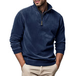 Men's Long-sleeved Zipped Stand Collar Sweater