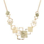 Color Painting Oil Geometric Square Ear Studs Bracelet And Necklace Set