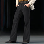 Men's Formal Wear Twill Stretch Slim Solid Color Bell-bottom Pants