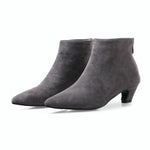 Large Size Mid Heel Pointed Ankle Boots Women