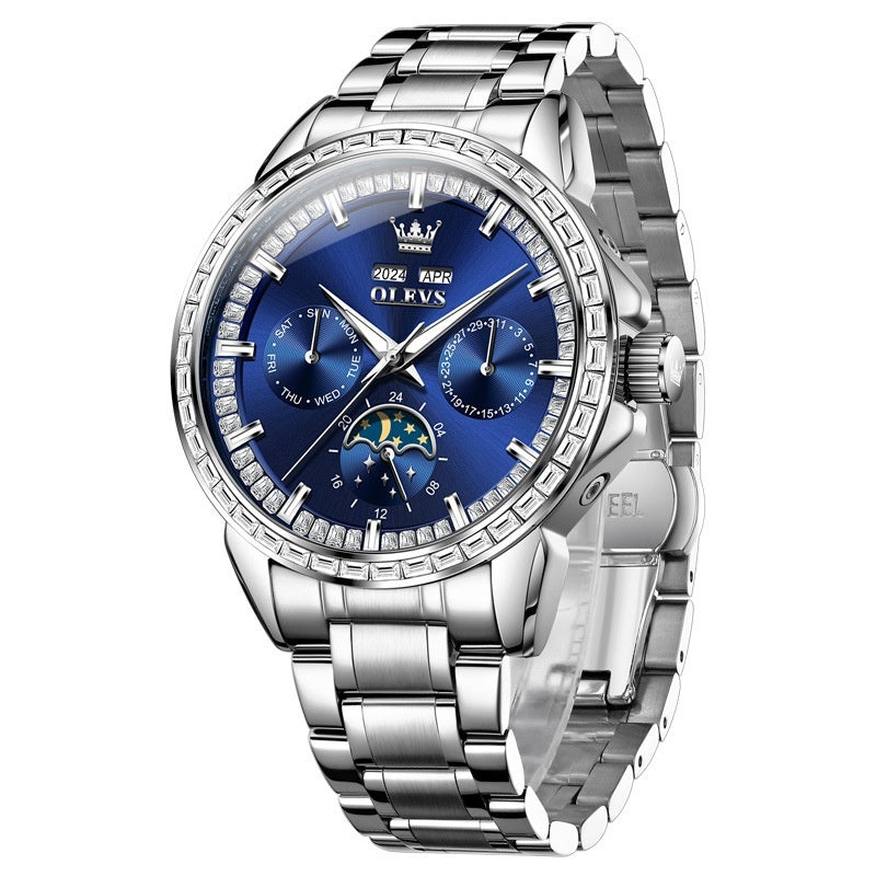 Multi-functional Men's Diamond-embedded Automatic Mechanical Watch