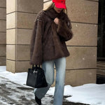 Fake Fur Coat Lapel Fashionable Warm