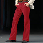 Men's Formal Wear Twill Stretch Slim Solid Color Bell-bottom Pants