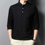 Casual And Comfortable Fashion Classic Solid Color Long Sleeve Lapel Polo Shirt