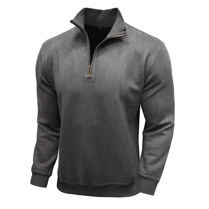 Men's Long-sleeved Zipped Stand Collar Sweater