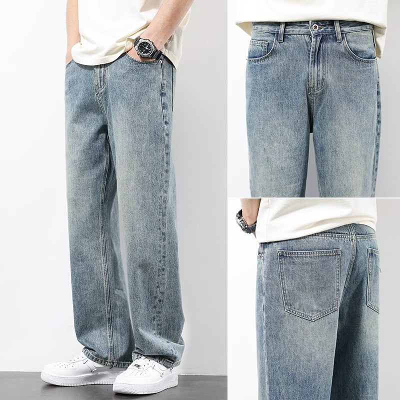 New Spring And Summer Men's Straight Loose Wide-leg Pants
