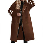 Women's Long Sleeve Letter Print Hooded Coat With Pockets - Zip Front Long Windbreaker For Spring&Fall