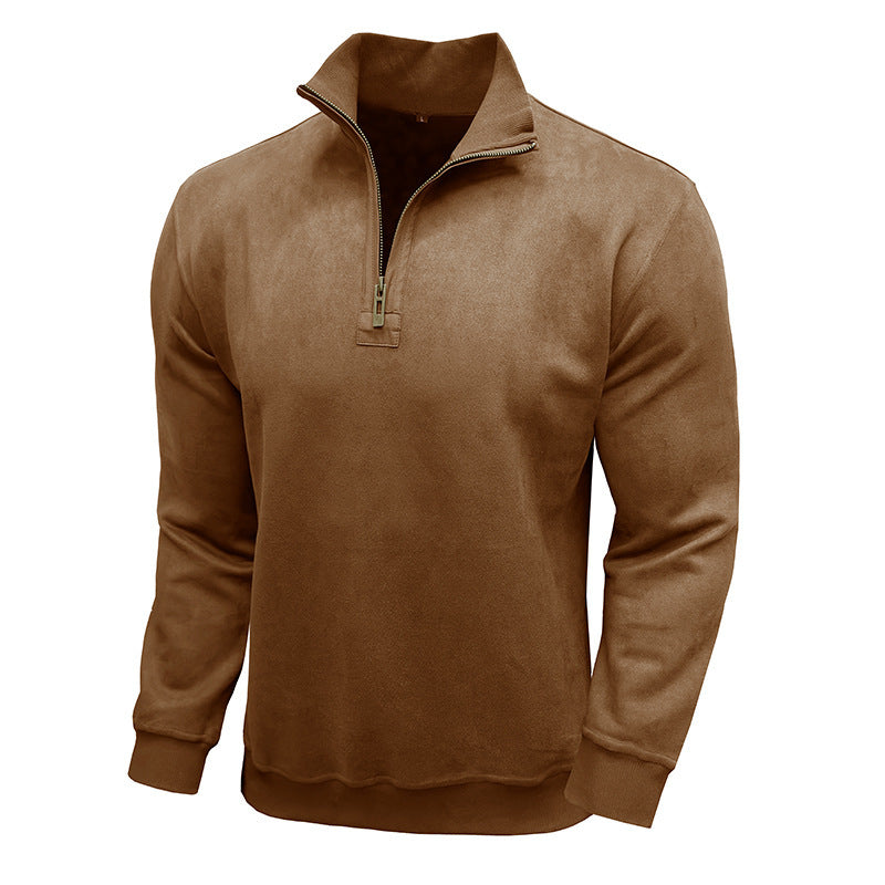 Men's Long-sleeved Zipped Stand Collar Sweater