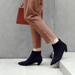 Large Size Mid Heel Pointed Ankle Boots Women
