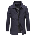 Fall Winter Men Polo Collar Solid Color Business Jacket Short Button Lightweight Coat