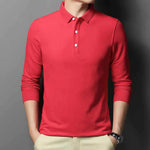 Casual And Comfortable Fashion Classic Solid Color Long Sleeve Lapel Polo Shirt