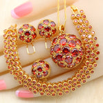 All-match Zircon Earrings Pendant Ring Bracelet 4-piece Set