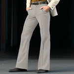 Men's Formal Wear Twill Stretch Slim Solid Color Bell-bottom Pants