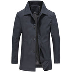 Fall Winter Men Polo Collar Solid Color Business Jacket Short Button Lightweight Coat