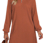 European And American Turtleneck Sheath Dress Women's Clothing