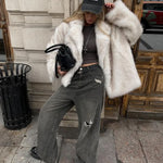 Fake Fur Coat Lapel Fashionable Warm