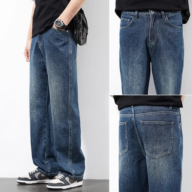 New Spring And Summer Men's Straight Loose Wide-leg Pants