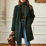 Plaid Mid-length Lapel Large Size Jacket