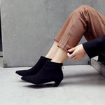 Large Size Mid Heel Pointed Ankle Boots Women