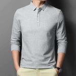 Casual And Comfortable Fashion Classic Solid Color Long Sleeve Lapel Polo Shirt