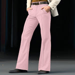 Men's Formal Wear Twill Stretch Slim Solid Color Bell-bottom Pants